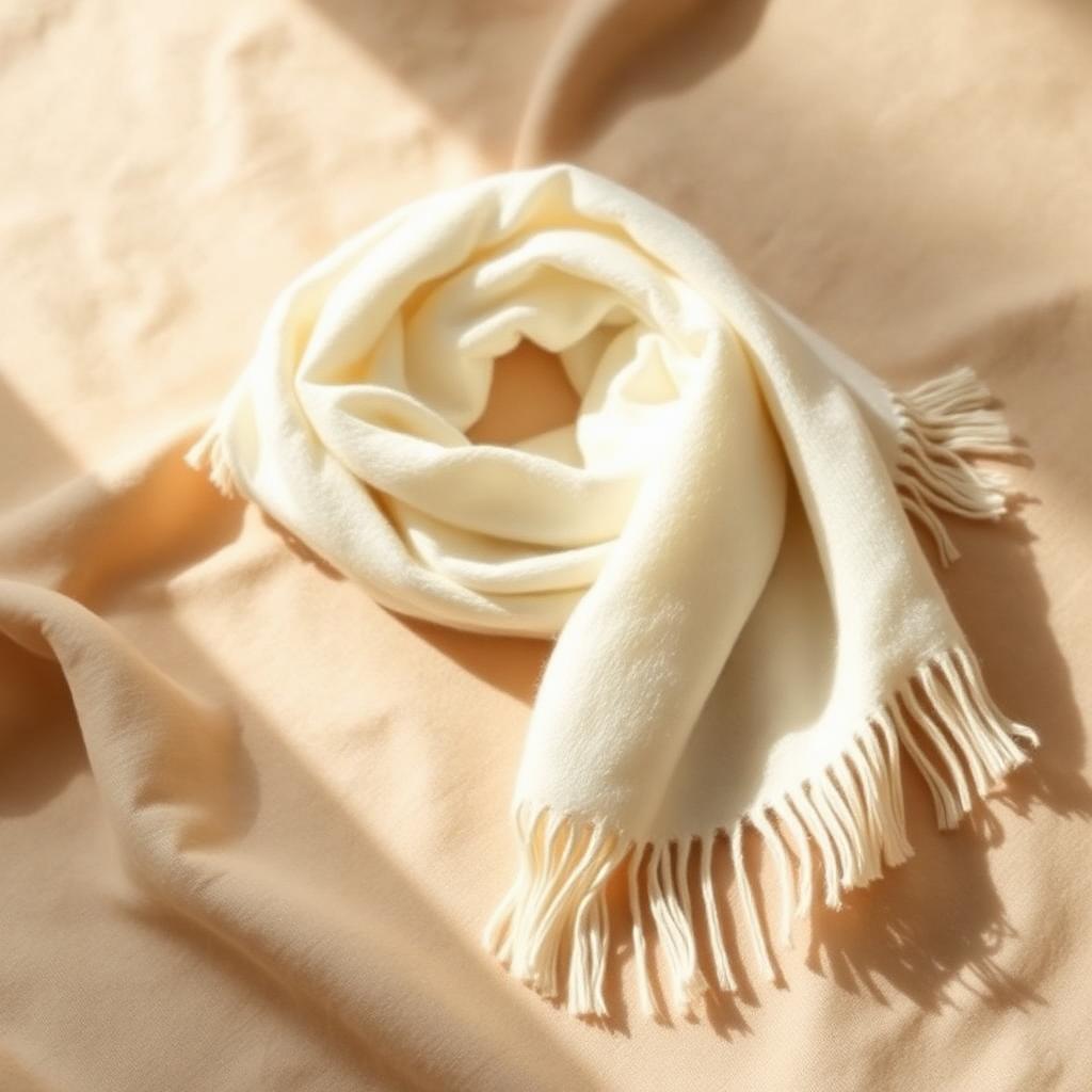 Ivory Cashmere Fringe Scarf